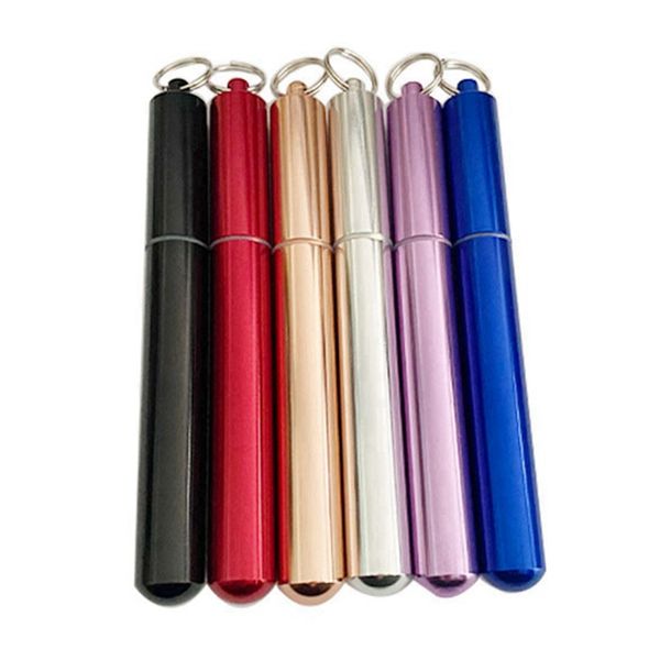 Cool Colorful Smoking Cigar Tube Aluminio Anillo portátil Hierba seca Tabaco Preroll Rolling Horn Cono Cigarette Holder Stash Case Storage Seal Pastillero Caja Frascos