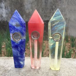 Cool Colorful Fumar Cristal Piedras preciosas naturales Pipas de piedra Portátil hecho a mano Hierba Filtro de tabaco Pantalla Cuchara Tazón Innovador Universo Bolsillo Porta cigarrillos