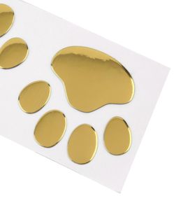 Etiqueta engomada del coche de la pata del diseño fresco 3D Animal perro gato oso huellas de pies huella 3M calcomanía pegatinas de coche plata Gold5519136