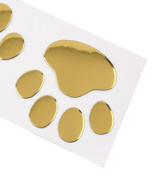 Etiqueta engomada del coche de la pata del diseño fresco 3D Animal perro gato oso huellas de pies huella 3M calcomanía pegatinas de coche plata Gold5519136
