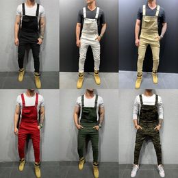 Cool Designer Merk Jeans Man Broek Voor Mannen Pocket Denim Overall Jumpsuit Streetwear Sexy Jarretel Broek E212951