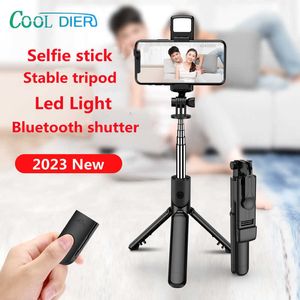 COOL DIER Selfie Trépied Bluetooth Support portable extensible sans fil avec selfie Stick Fill Light Obturateur à distance pour Smartphone HKD230828