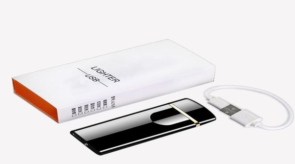 Encendedor de carga táctil con huella dactilar para fumar, encendedores USB creativos a prueba de viento con personalidad y paquete Box7087349