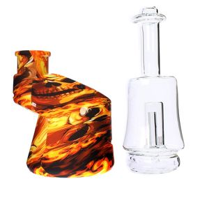 Cool Fire Skull Squelette Silicone Bong Pipes Kit Bubbler Herb Tabac En Verre Filtre Entonnoir Bol Cuillère Pipe À Eau Narguilé Fumer Porte-Cigarette Tube DHL