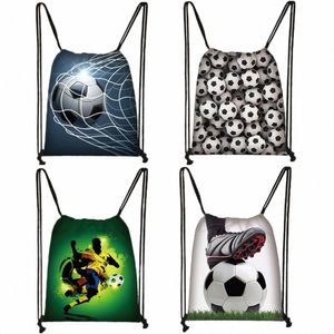 Cool Voetbal/Voetbal Print Tasje Mannen Fi Opbergtas Tiener Jongen Casual Rugzak Reistassen Boekentas Gift z4Hx #