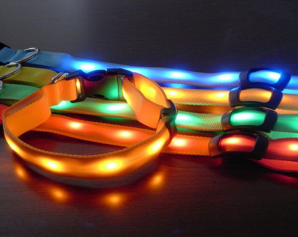 Cool Gadget Nylon Resplandor Intermitente Luminoso Barra de tira LED Luz de flash Collar para mascotas Collar para perros Collares de seguridad Regalo de Navidad Alto Qual9719752