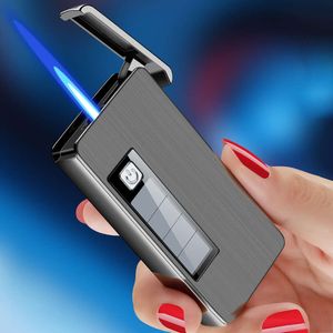 Coole gadgets zonne -opladen butane fakkel lichtere vulling zonder gas creatief winddichte elektroplate dragon jet lichter geschenken voor mannen