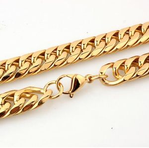 Cadeaux sympas pour hommes ton or 100% pur acier inoxydable cravache lien collier chaîne Cool fort bijoux 12mm 24 pouces