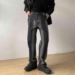 Koele gradiënt heren jeans Koreaanse stijl losse rechte wijde beenbroek paar's broek mode blauw grijs zwart rechte been jeans G0104