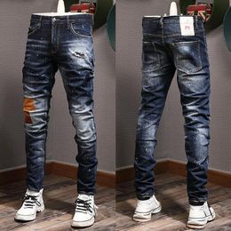 Cool Guy Jeans Italia Style Couleur Délavé Effet Déchiré Skinny Denim Pantalon Pour Hommes201c