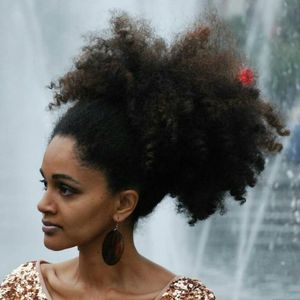 Cool Haar Accessoires Extensions Natuurlijke Paardenstaarten Menselijk Haar Afro Trekkoord Paardenstaart Haarstukken Kinky Krullend Korte Hoge Sports Paardenstaart 1b