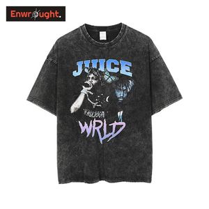 Cool Hip Hop T-shirts Hommes Rap Star Juice Wrld Graphic Tops Tees Streetwear Mode Rétro T-shirt Pour Hommes Et Femmes Vêtements 220429
