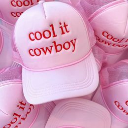 Cool It Cowboy Trucker Hat Girly Roze Zomer Vrouw Borduur Mesh Cap Moeder Hoeden
