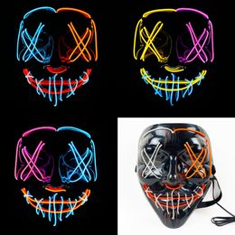 Masque de fête d'Halloween à lumière froide, masque LED Glow Black V Ghost Walk Dance, masque à lumière froide, en stock