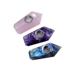 Cool Luxe Kleurrijke Mini Diamond Crystal Gem Stone Draagbare Innovatieve Ontwerp Smoking Handpijp Tube Filter Silver Screen Bowl DHL Free