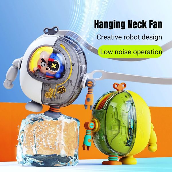 Cool mecha robot mini ventilateur de cou sans lame pour enfants USB rechargeable rechargeable extérieur portable sans fil de refroidissement de refroidissement à la main 240418