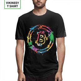 Cool Hommes T-shirts Coloré Bitcoin Couleurs T-shirt 3D Imprimer Graphique T-shirt Pur Coton XS-3XL Plus Taille Tshirt 210629
