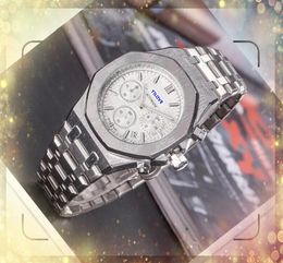Cool Mens Full Functional Watchs Stopwatch High Quality Good Luxury Automatic Quartz Motion horloge Date HEUN