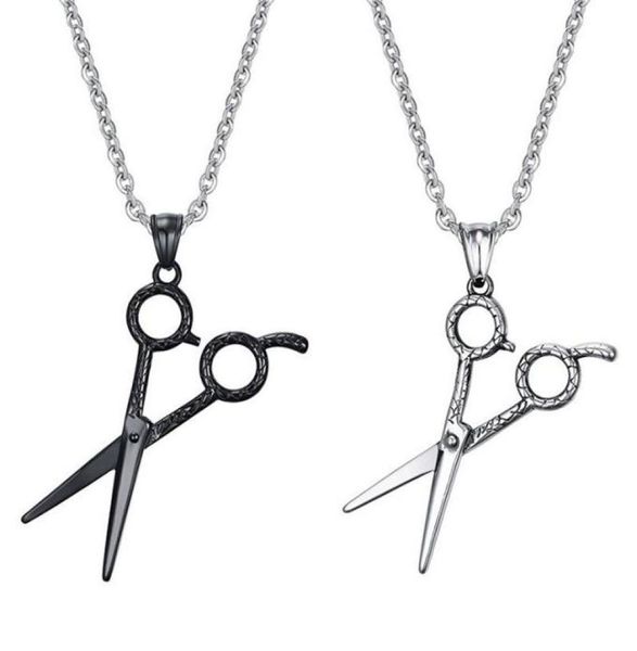 Cool hommes ciseaux styliste collier bijoux en acier inoxydable outils de barbier en forme pendentif mâle bijoux Chain8467142