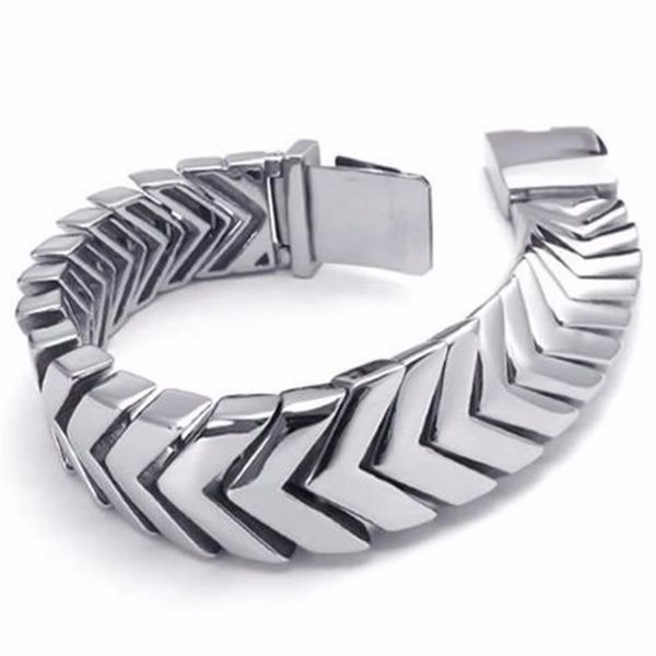 Cool hommes bracelets en argent bijoux lourd large en acier inoxydable 316l bracelet hommes motard chaîne bracelet NB19278i