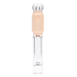 Cool Natuurlijk Hout Dik Glas Roken Draagbare Kruid Tabak Catcher Taster Bat One Hitter Filter Mondstuk Tip Sigarettenhouder handpijpen Dugout Pijpen DHL