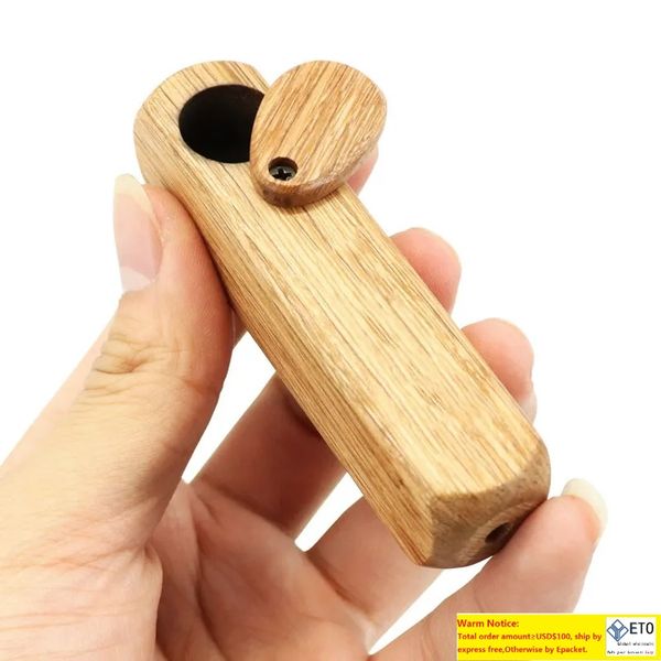 COOL Pipes en bois naturel Herbe sèche Tabac Rotation Spin Cover Handpipe Portable Filtre Écran Fumer Porte-Cigarette Innovant