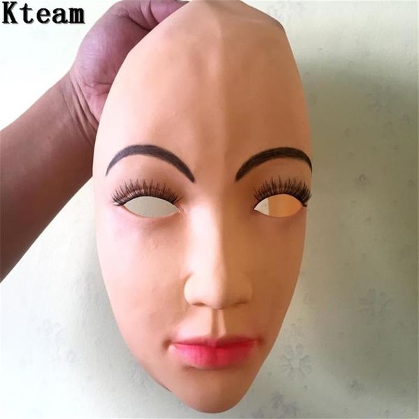 Cool New femme crossdresser masque réaliste Silicone Peau Beauté Femmes Lady Visage Masque MaleFemale Party Mask size258f