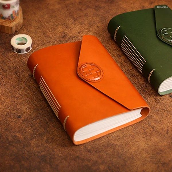 Cool Olive Green Orange authentine Leather Journal 320p Paper vierge 19 14,5 3,7 cm Créatif Notebook Gift