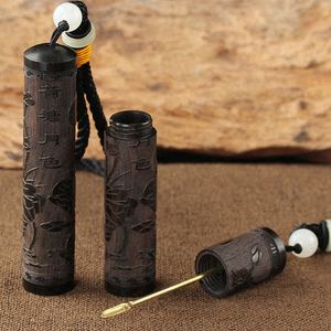 Cool Patroon Roken Natuurlijk Houten Handtouw Droog Kruid Tabak Snuiftabak Snuiven Snuffelfles Houten Opbergdoos Dabber Lepel Schepje Sigarettenpijpen Snuifhouder