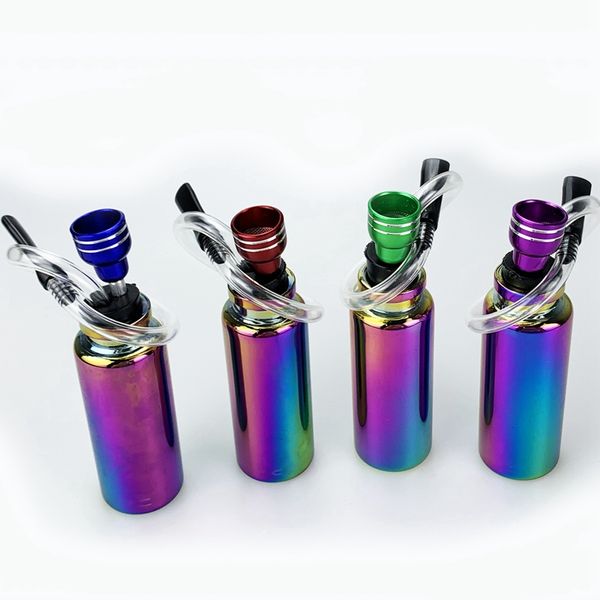 Cool Pipes Rainbow Glass Waterpipe Filter Silver Screen Hierba seca Tabaco Bong Bong Down Stem Metal Bowl Handpipes Porta cigarrillos Mini Hookah Shisha outlet de fábrica