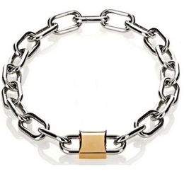 Cool Punk gothique hommes femmes unisexe chaîne cadenas serrure tour de cou en métal lien chaînes collier collier 231225
