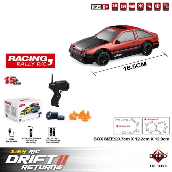 Cool Racing Car Jouets télécommandés 1/24 Télécommande 4wd Drift Car Voiture de course électrique Rechargeable Variété de cadeaux de voiture jouet 240105