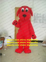 Cool Red Doggie Clifford Hond Puppy Mascot Kostuum Volwassen Grootte Met Heldere Heldere Ogen Zwart Grote Neus Rode Huid dikke Buik No.5662