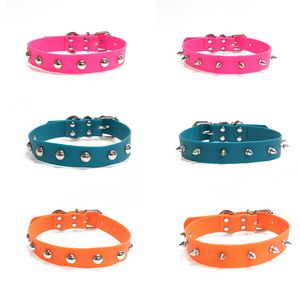 Cool Rivet Dog Collars Correas Set Múltiples colores Classic Street Style Pet Cats Dogs Durable Schnauzer French Bulldog Collares