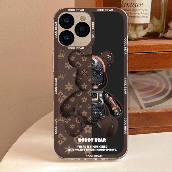 Coque de téléphone Cool Robot Bear pour IPhone 11 12 Mini 13 Promax 14 Pro Max Plus Shell