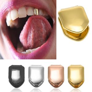 Cool Rock Hip Hop Single Tooth Grillz Cap Gold Plated Dental Grills Dientes Caps Cosplay Body Jewelry Party Gifts