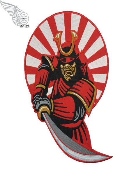 Cool Samurai bordado biker parche trasero de hierro en chaleco bordado parche bordado insignia de tamaño grande 10cot 7072842