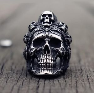 Cool Santa Muerte Death Skull Skull Ring Unique Mens en acier inoxydable Anneaux Punk Rock Biker Jewelry Gift for Him6666053