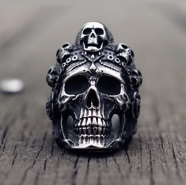 Bague crâne de mort Santa Muerte pour hommes, anneaux uniques en acier inoxydable, Punk Rock Biker, bijoux cadeau pour Him4647750