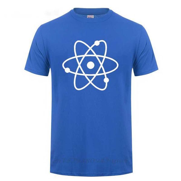 Cool Science Atom T-shirt Homme À Manches Courtes Col Rond Coupe Ample T-shirt En Coton Geek Nerd Harajuku T-shirt Décontracté Hommes Vêtements Tee 210629