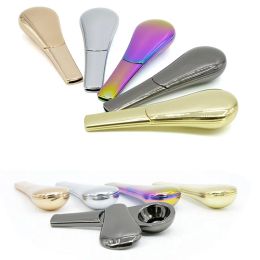 Cool Scoop-Vorm met Cover Zinklegering Metalen Pijp Tabacoo Pijpen Lepel Vorm 5 Kleuren 50 stks/partij LL