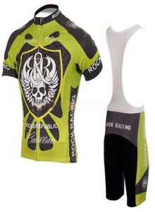 Cool Skeleton Skull Racing TEAM Maillot de cyclisme vert à manches courtes + Cuissard Taille: S-XXXL5763498