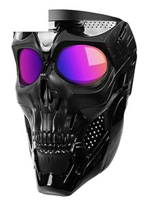 Cool Skull Motorcycle Gezichtsmasker met Bril Plastic Masker Open Gezicht Motorhelm Moto Casco Fietsen Hoofddeksels Gezicht Shield5358477