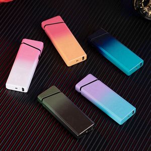 Cool Fumer Gradient Coloré Briquet En Alliage De Zinc Double ARC Coupe-Vent USB Charge Cyclique Portable Innovant Affichage De La Puissance Herbe Cigarette Tabac Titulaire DHL