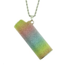 Fumar fresco Arco iris Collar colorido Colgante Funda Encendedor Funda protectora Funda protectora Titular de la piel Hierba Tabaco Cigarrillo Bong Herramienta Alta calidad DHL gratis