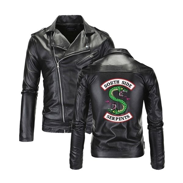 Cool Southside Riverdale Turndown collar Chaquetas de cuero Serpientes Hombres Riverdale Streetwear Leather Brand South Side Serpientes T200117