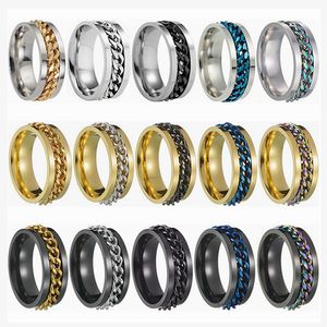 Cool roestvrijstalen roteerbare mannen koppelen ring hoogwaardige spinner ketting roteerbare ringen punk dames man sieraden voor feestcadeau