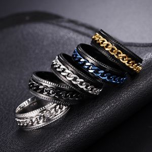 Cool acier inoxydable rotatif hommes anneau haute qualité chaîne Punk femmes bijoux pour cadeau de fête