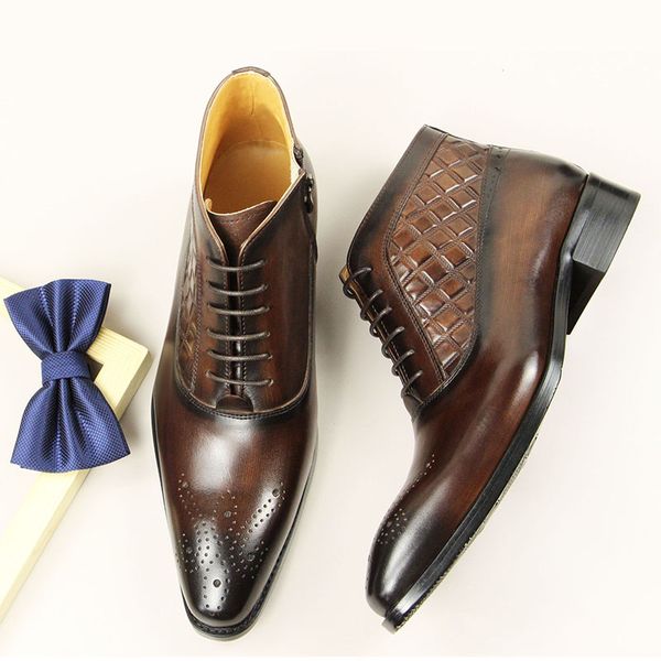 Type cool Business Office Premium Office fait à la main Fashion Both Boots Fashion Men S chaussures de fermeture à glissière