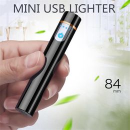 Cool USB oplaadbare boog elektrische lichtere cilindrische stroomscherm aanraakteken mini draagbare winddichte aanstekers roken